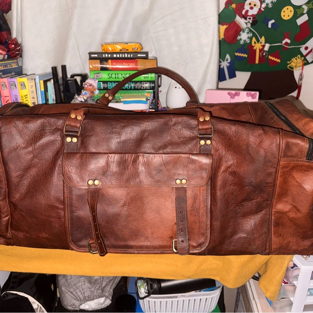 Brown Leather Men's Travel Bag